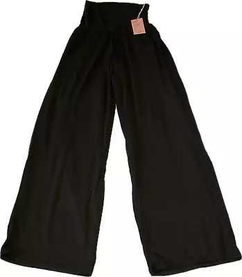 Quince French Terry Modal Wide Leg Pants Women Size M Black High Waisted Pockets • $29.99