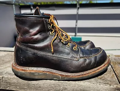 Frye Dakota 6  Lace Up Moc Toe Work Boots Antiqued Brown Leather Men's Sz 7.5 • $34.95