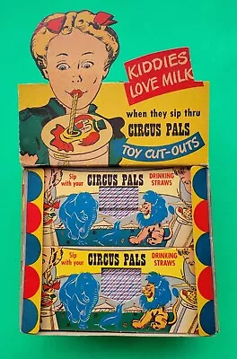 Vintage Drinking  Straws Display Circus Pals • $249