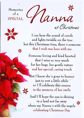 Grave Card / Christmas  - Nanna With FREE Holder-CM02 Funeral Memoriam • £1.85