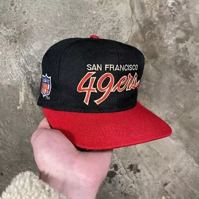 Vintage 90s San Francisco 49ers Script Snapback Hat Sports Specialties • $95