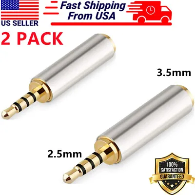 2 Pack 2.5mm Male To 3.5mm Female Stereo Mic Audio Headphone Adapter Converter • $2.99