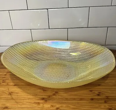 Vintage 12” Textured Glass Oval Serving Bowl  Dish MCM • $75