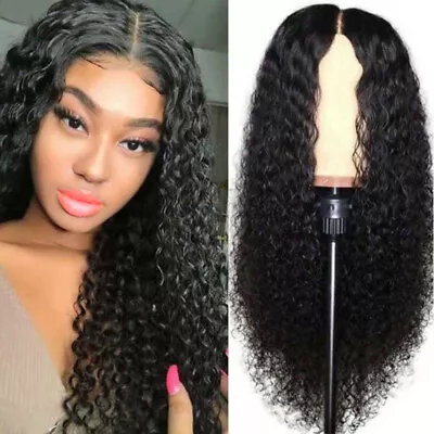 Deep Wave V U Part Wig Human Hair Glueless Wig Human Hair Brazilian Curly Wigs • $18.04