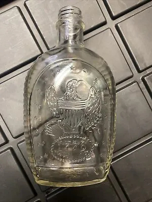 Vintage Log Cabin Syrup Clear Glass BottleBicentennial Embossed Eagle No Cap 8” • $7.99