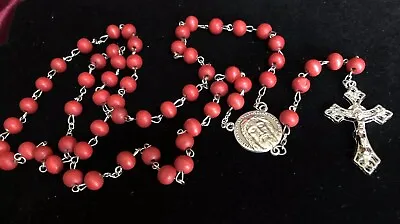 Holy Face Of Jesus Rose Scented Beads Rosary - Veronica's Veil • $12.50