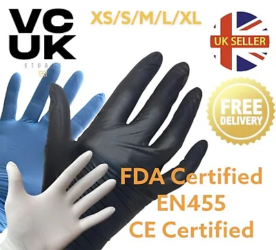 Nitrile Gloves 100 200 Black Blue Large Medium XL Small XS Disposable Latex Free • £0.99