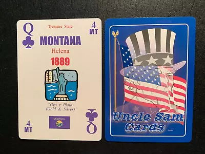 Swap Card UNCLE SAM MONTANA QUEEN  OF CLUBS  1991 • $1.79