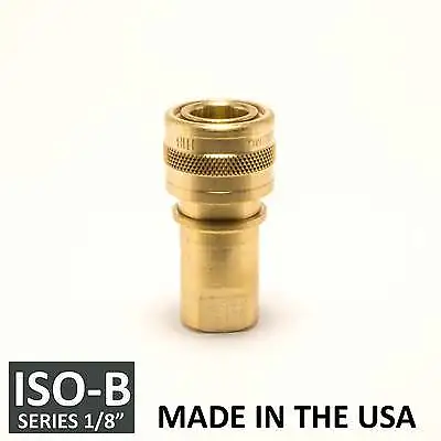 1/8  ISO-B Hydraulic Hose Quick Disconnect Coupler Brass - (ISO 7241-1 B) • $13.57