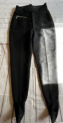 Bogner Vintage Stirrup Ski Pants Black Wool Blend Stretch Front Pocket 8 Long • $30