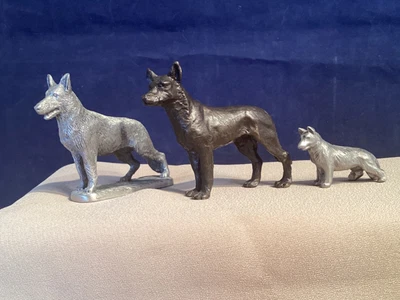 $33.96 • Buy Three (3) Mini Pewter German Shepherd Dog Figurines, All Artist Signed