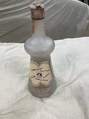 Vintage Frosted Glass Liqueur Bottle Music Box In Working Condition • $12