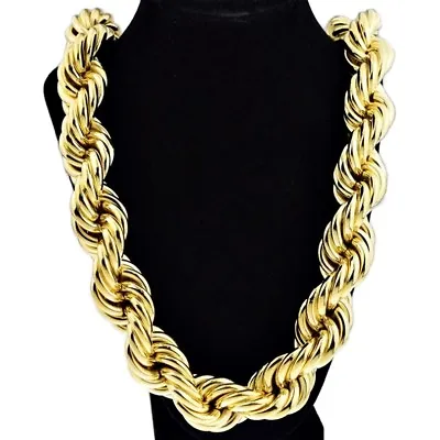  Huge Mens 14k Gold Plated Chain Hollow Rope Dookie 25MM  X 30  Hip Hop Necklace • $69.95