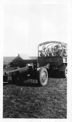 Vintage Photo US Army World War 2 Soldiers Truck Towing Anti Tank Gun 1943 WW2  • $24.50