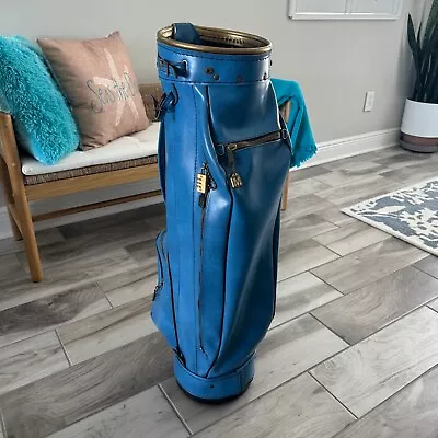 Vintage Ron Miller Pro Model Blue Leather Golf Bag With Cover • $64.99