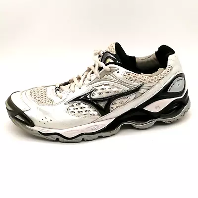 Mizuno Womens Sneaker Wave Tornado 5 White Black Lace Up Round Toe Low Top 10 • $22.49