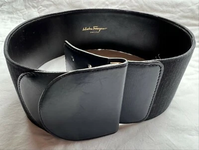 £42 • Buy Salvatore Ferragamo Belt Leather Wide Blue Black