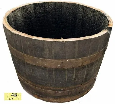 Water Proof Half Whiskey Barrel Oak Planter Wooden Flower Garden Pot Basket • £44.95