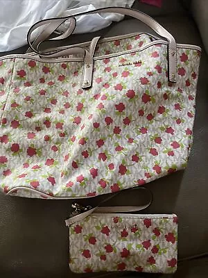 MICHAEL Michael Kors Carter Beige Multi Mini Rose Floral Large Open Tote Bag • $89