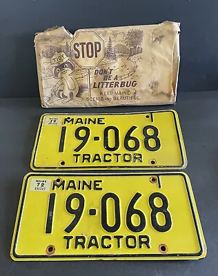 $172.63 • Buy 1972 Maine Tractor License Plates  (2) And Paper  Mailer Vtg  Defunct