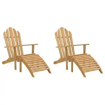 $641.22 • Buy Adirondack Chairs With Footrests 2 Pcs Solid Wood Teak VidaXL