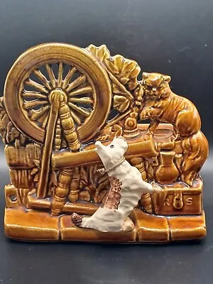 McCoy Planter Vintage 1950's Spinning Wheel With Scottie Dog And Pershian Cat • $15