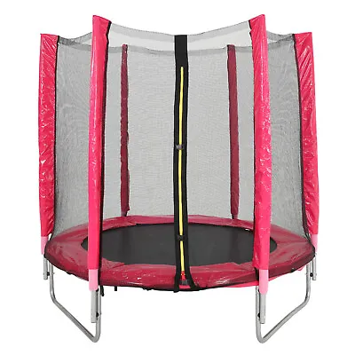 5FT Kids Trampoline Safety Net Zip Enclosure Garden Outdoor Toy Pink Trampolines • £69.95