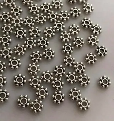 £2.25 • Buy Daisy Spacer Beads Tibetan Or Silver Plated 4mm 6mm Flower Shape 100pcs