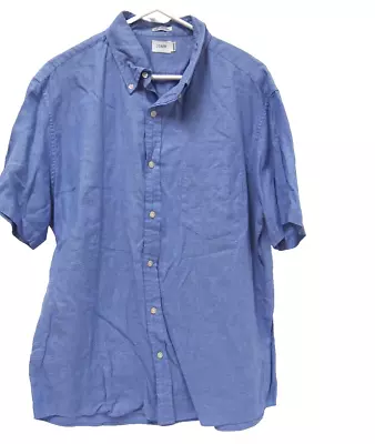 J.Crew Mens Shirt L Blue White Checkered Short Sleeve Button Collared • $13.42