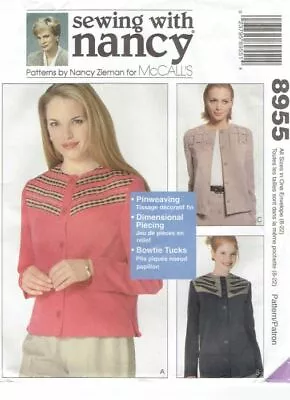 McCall's 8955 Misses' Sewing With Nancy Unlined Loose Fitting Jacket Size 8-22 • $2.99