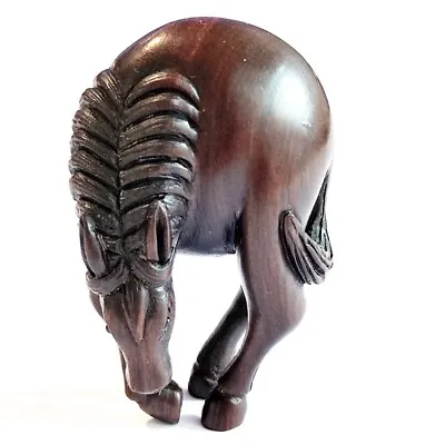 £9.99 • Buy Sale - F022 - 30 Years Old 2  Hand Carved Ebony Ironwood Netsuke - Horse