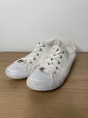 Converse Chuck Taylor All Star White Canvas Low Top Lace Up Shoes Size US 8 25cm • $25