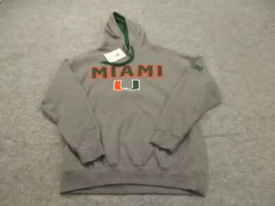 Miami Hurricanes Hoodie Mens Large Gray Pullover Sweatshirt College Football * • $15.97