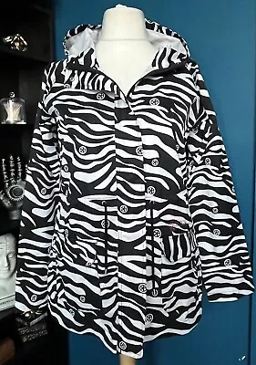 Animal Coat Jacket Anorak Walking Winter Hooded Zebra Print Ladies Womens 14 • £12.99