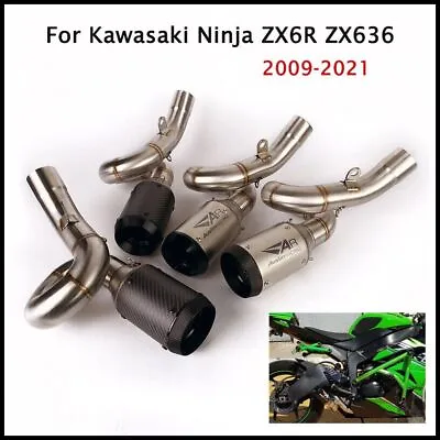 Motorcycle Exhaust Pipe Slip On Mid Tube For Kawasaki Ninja ZX6R ZX636 2009-2020 • $134.09