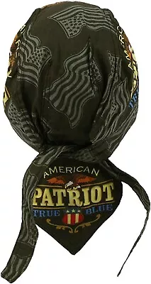 Biker Headwrap Danbanna Deluxe Du-Rag Cap Doo Rag Bandana True Blue Patriot • $11.55