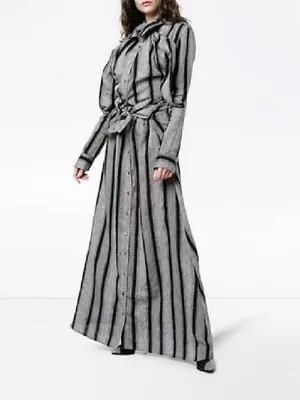 🖤 Y / PROJECT Linen Stripe Belted Tie Maxi Layered Shirt-Dress M 6/8 Rihanna • $449.25