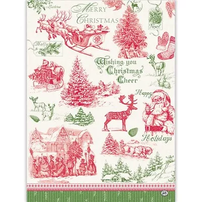 Michel Design Works It's Christmastime Santa Natural Woven Cotton Kitchen Towel • $10.95