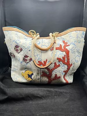 Authentic Coach Bubble Fish Coral Large Tote #4458 Euc • $99.99