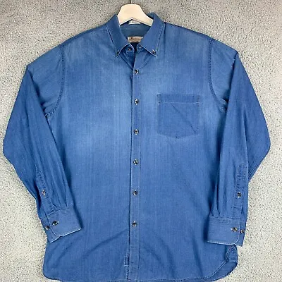 $19.74 • Buy Peter Millar Shirt Mens Medium Blue Crown Vintage Casual Chambray Look Pocket