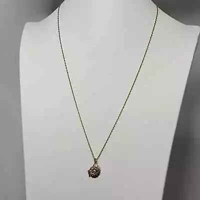 J. Crew Pendant Necklace Costume Signed Jewelry Long Gold Tone Chain Link Flower • $18