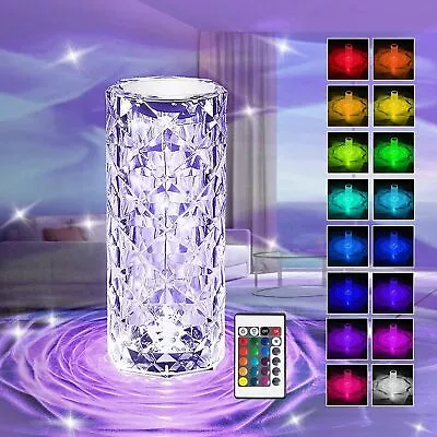 $18.99 • Buy LED Crystal Table Lamp Diamond Rose Night Light Touch Atmosphere Bedside Bar US