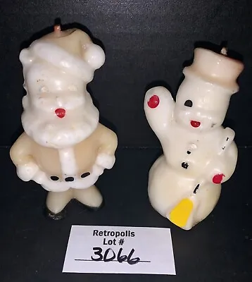 2 Vintage 1950s Gurley Christmas Snowman With Broom Santa Wax Candles 3” • $20.90