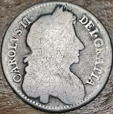 1670 King Charles II Half Crown Worn Condition 13.5 Grams Sterling Silver  • £39.99