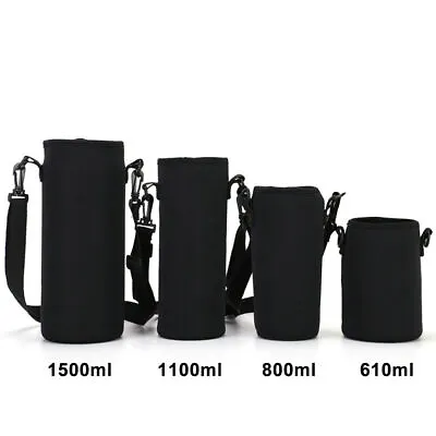 Water Bottle Carrier Insulated Cover Bags Shoulder Strap Kettle Pouch Holder UK • £4.26