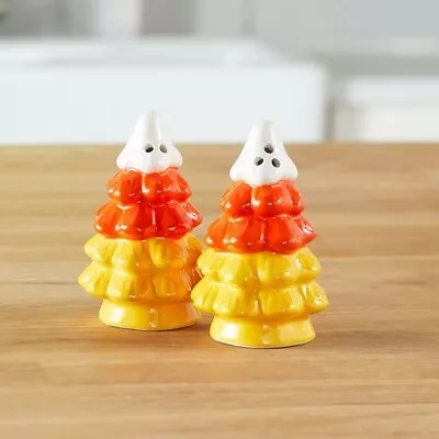 Set Of 2 Retro Halloween Candy Corn Tree Kitchen Salt & Pepper Shakers • $19.99