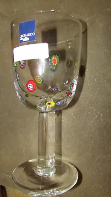 Leonardo Murano Style Millefiori Hand Blown Wine Glass Goblet 7.25  !!!!!!!!!!!! • $15