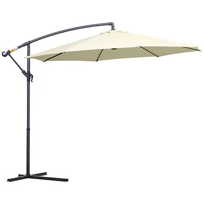 Outsunny 3(m) Cantilever Parasol Banana Umbrella W/ Crank & Tilt Beige • £76.99