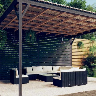$1329.99 • Buy 10 Piece Garden Lounge Set With Cushions Poly Rattan Black VidaXL