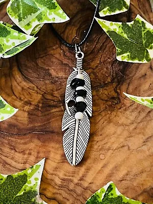 Native American Feather Necklace - Spiritual Shamanic Obsidian Stone • £7.99